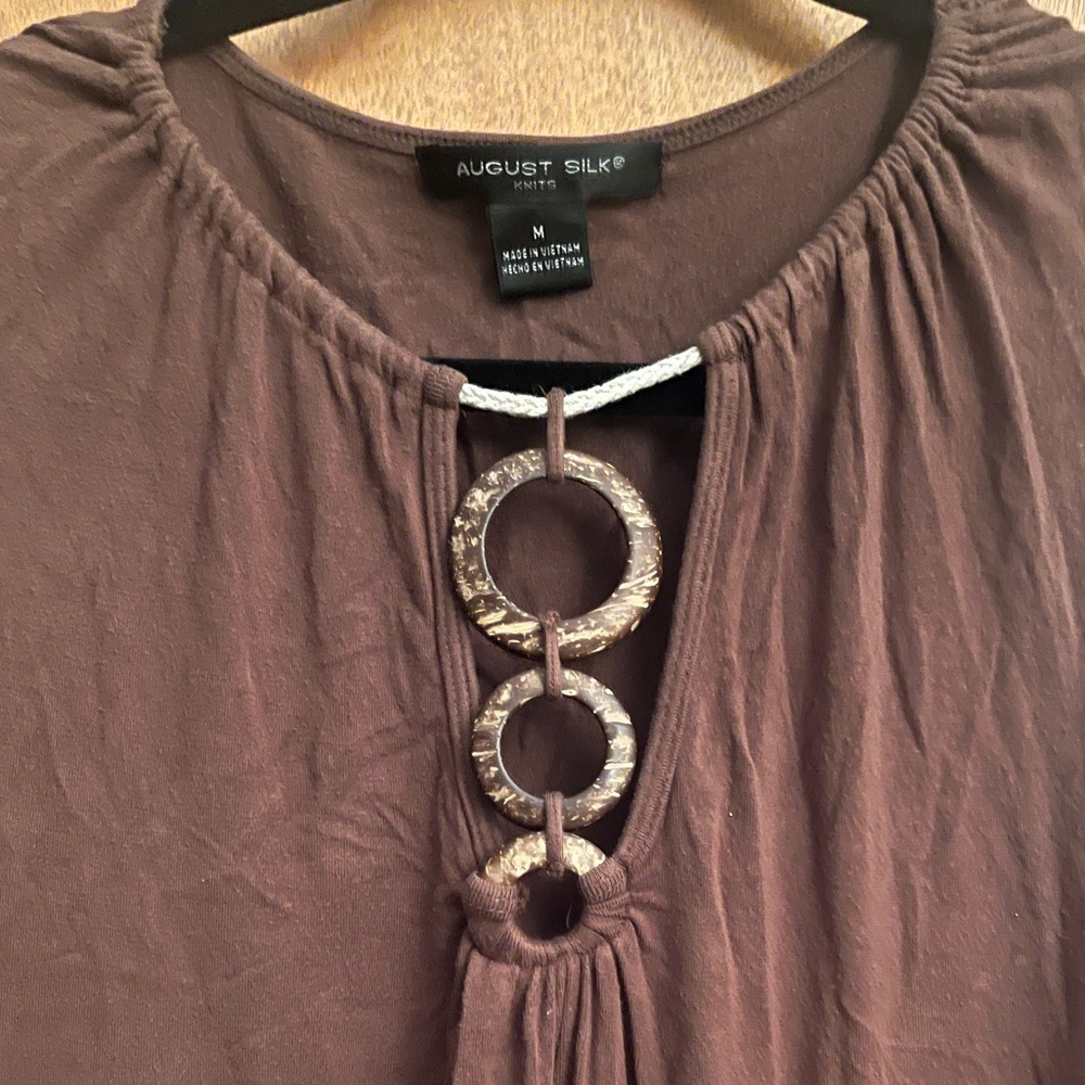 AUGUST SILK Summer sleeveless top in Cocoa Brown.